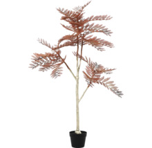 Kunstmatige boom in pot met varenbladeren