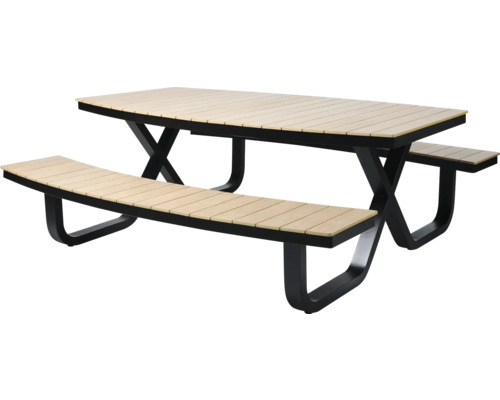BEST Picknickbank Buddy zwart 200 x 217 x 75 cm Picknicktafel met banken van hout en metaal