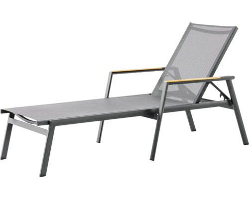 BEST Ligbed Paros antraciet 76 x 196 cm Tuinligstoel met aluminium frame en armleuningen