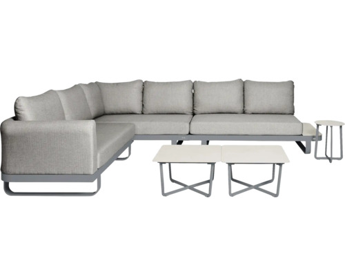 BEST Loungeset Fellow antraciet incl. 3 bijzettafels Grijze loungeset met hoekbank, twee salontafels en een bijzettafel