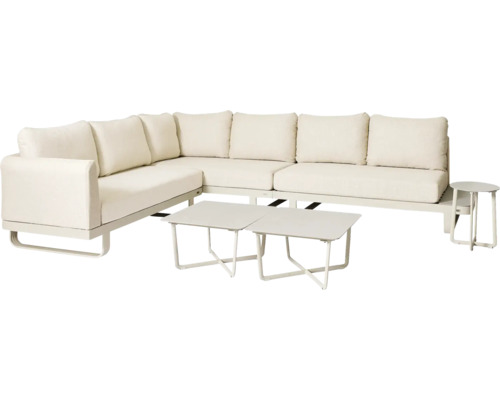 BEST Loungeset Fellow zand incl. 3 bijzettafels Tuinmeubelset met hoekbank en twee tafels
