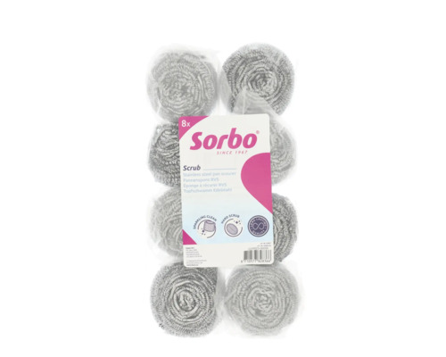 Sorbo pannenspons RVS, 8 stuks