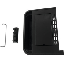 Zwarte zijkast met accessoires