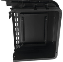 Binnenaanzicht van een zwarte behuizingsconstructie.