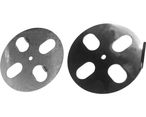 Twee metalen schijven met uitsparingen