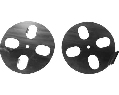 Twee ronde ankerschijven met gaten