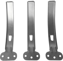 Drie metalen hoekverbinders voor bevestigingen