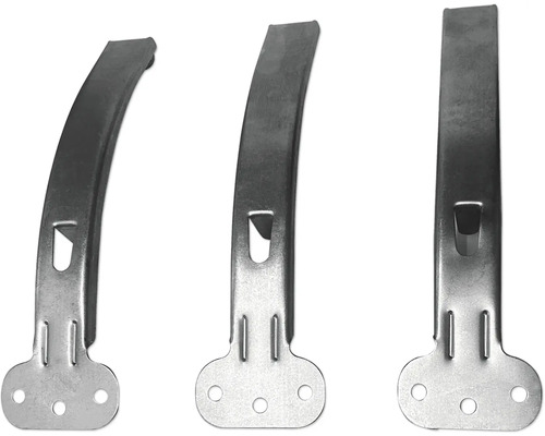 Drie metalen klemmen voor bevestiging