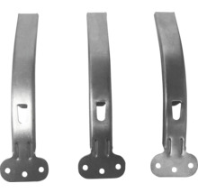 Drie metalen bevestigingsklemmen