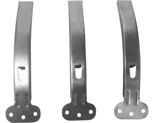 Drie metalen bevestigingsklemmen