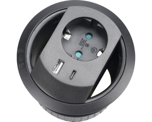 Inbouwcontactdoos met USB-aansluitingen voor de tafel