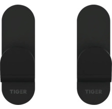 Twee zwarte Tiger toiletpapierhouders voor wandmontage