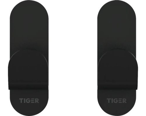 Twee zwarte Tiger toiletpapierhouders voor wandmontage