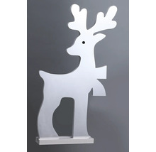 Decoratief houten rendierfiguur op een sokkel