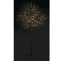 Decoratieve boom met veel LED-lampjes op een metalen voet