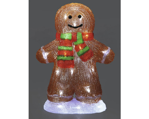 Peperkoekmannetje figuur met verlichting en sjaal als kerstdecoratie