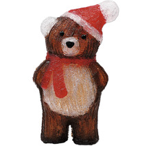 Decoratief teddybeerfiguur met kerstmuts en sjaal