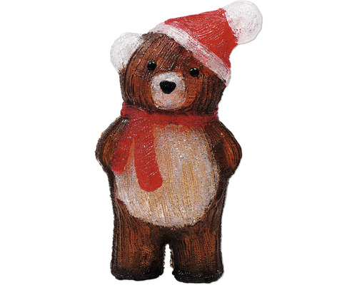 Decoratief teddybeerfiguur met kerstmuts en sjaal