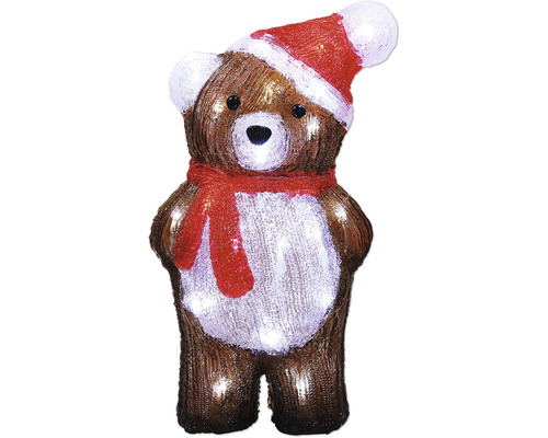 Lichtgevende teddybeer met kerstmuts en sjaal als kerstversiering