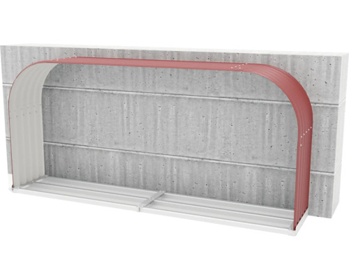 VITAVIA Houtopslag Ardor 401 laag staal gegalvaniseerd rood 210x40x100 cm Koekoek met betonnen wand