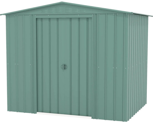 Metalen tuinhuis met zadeldak en één deur