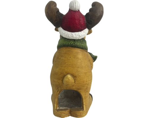 Decoratieve eland voor theelichtjes met muts en sjaal