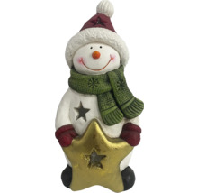 Sneeuwpopfiguur met muts, sjaal en ster