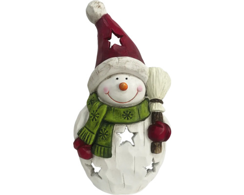 Decoratieve sneeuwpop met bezem en muts