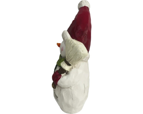 Decoratief figuur sneeuwpop met rode muts en sjaal