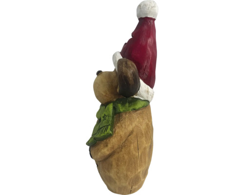 Decoratief hondenbeeldje met kerstmuts en sjaal