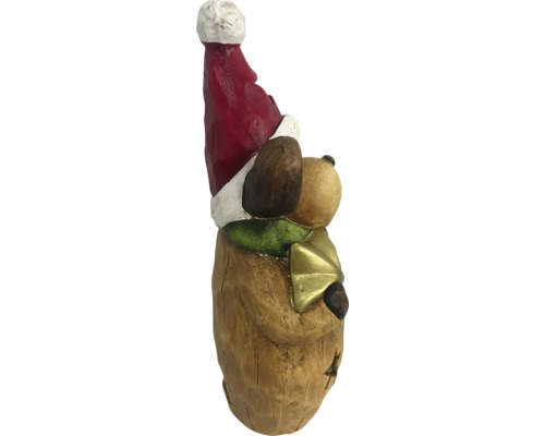 Decoratief houten beeld van een beer met kerstmuts en sjaal