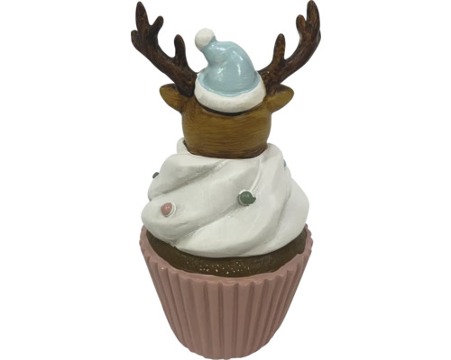 Decoratieve cupcake figuur met rendier en kerstmuts