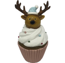 Decoratief rendierfiguur in de vorm van een cupcake met muts