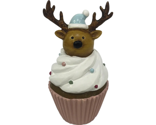 Decoratief rendierfiguur in de vorm van een cupcake met muts