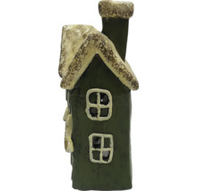 Decoratief huis van keramiek met twee ramen en schoorsteen