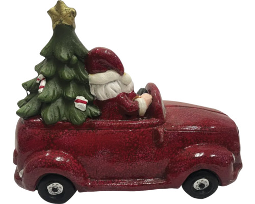 Kerstdecoratie: Kerstman rijdt in auto met kerstboom