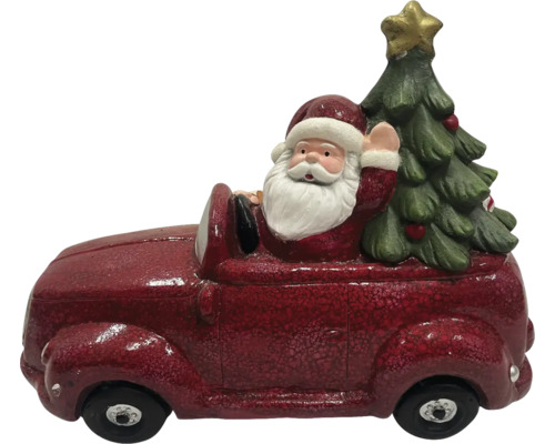 Kerstdecoratie: Kerstman in auto met kerstboom