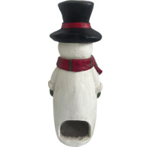 Decoratief figuur sneeuwpop met hoge hoed en gat