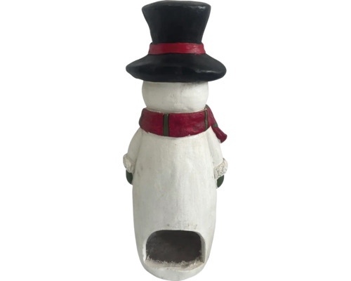 Decoratief figuur sneeuwpop met hoge hoed en gat
