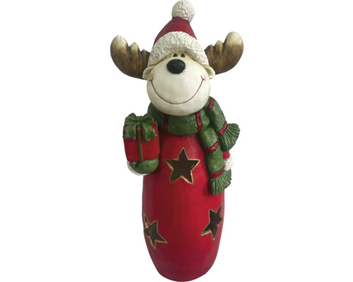 Kerstdecoratie eland met cadeau en sterren