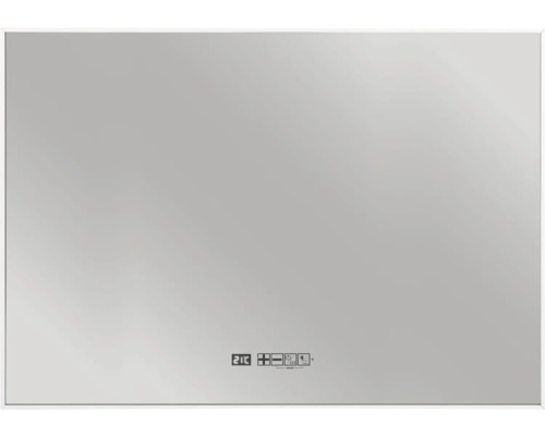 Rechthoekige spiegel met temperatuurweergave en aanraaksensor