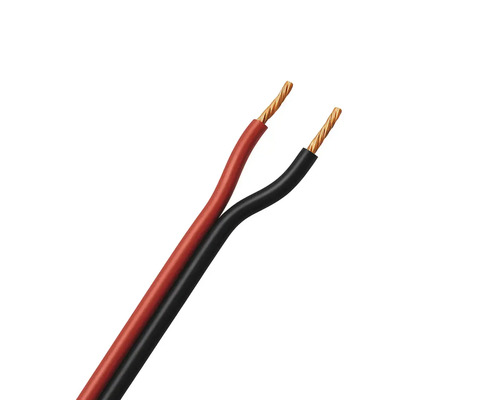 Luidsprekersnoer 2x0,5 mm² rood/zwart (per meter) Tweeledige kabel met blootliggende koperdraadeinden
