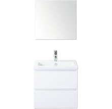 Witte wastafelonderkast met spiegel en kraan