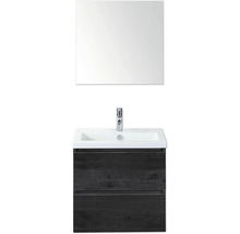 Wastafel met spiegel en onderkast met twee laden