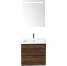 Wastafelcombinatie met spiegel en onderkast in houtlook