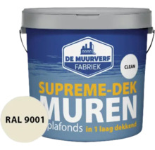 Verfemmer met muurverf, opschrift Supreme-Dek Muren, RAL 9001