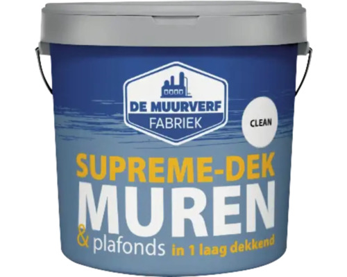 DE MUURVERFFABRIEK Supreme-dek Clean muurverf RAL 9016 10 l Emmer muurverf voor muren en plafonds