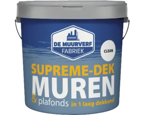 DE MUURVERFFABRIEK Supreme-dek Clean muurverf RAL 9003 10 l Eimer muurverf voor binnenshuis