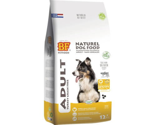 BF Petfood Naturel Adult hondenvoer met kalkoen, graanvrij, 12,5 kilogram