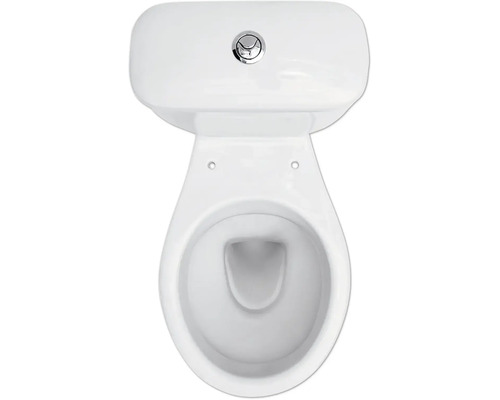 Afbeelding van een toilet met spoelreservoir van bovenaf